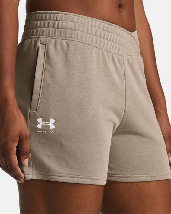 Women's UA Rival Terry Shorts in Brown image number 3